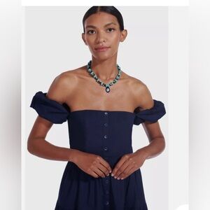 NWT STAUD Elio Midi- Dress. Size 6. Black